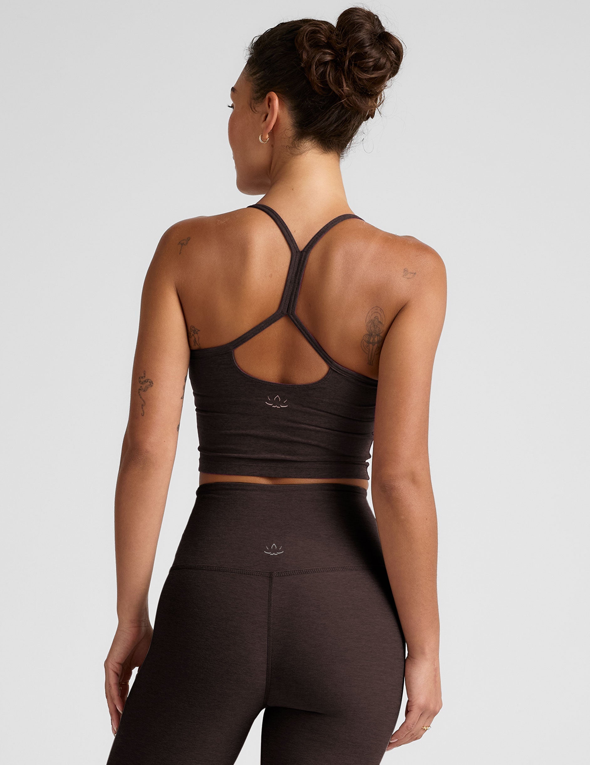 Spacedye Slim Racerback Cropped Tank: Built-in Bra, Yoga, Active Comfort