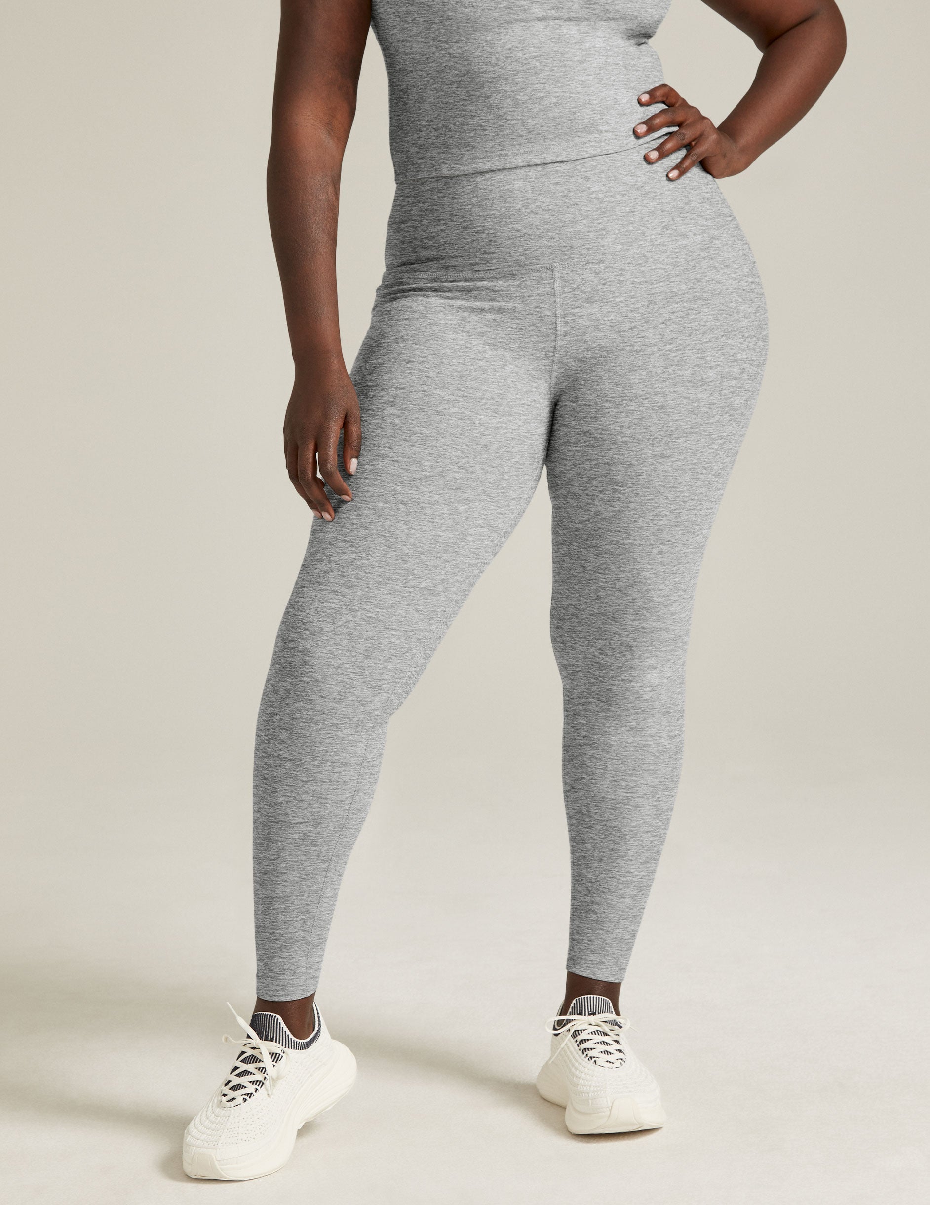Ultra-Soft Spacedye High Waisted Midi Leggings for Yoga & Daily Comfort
