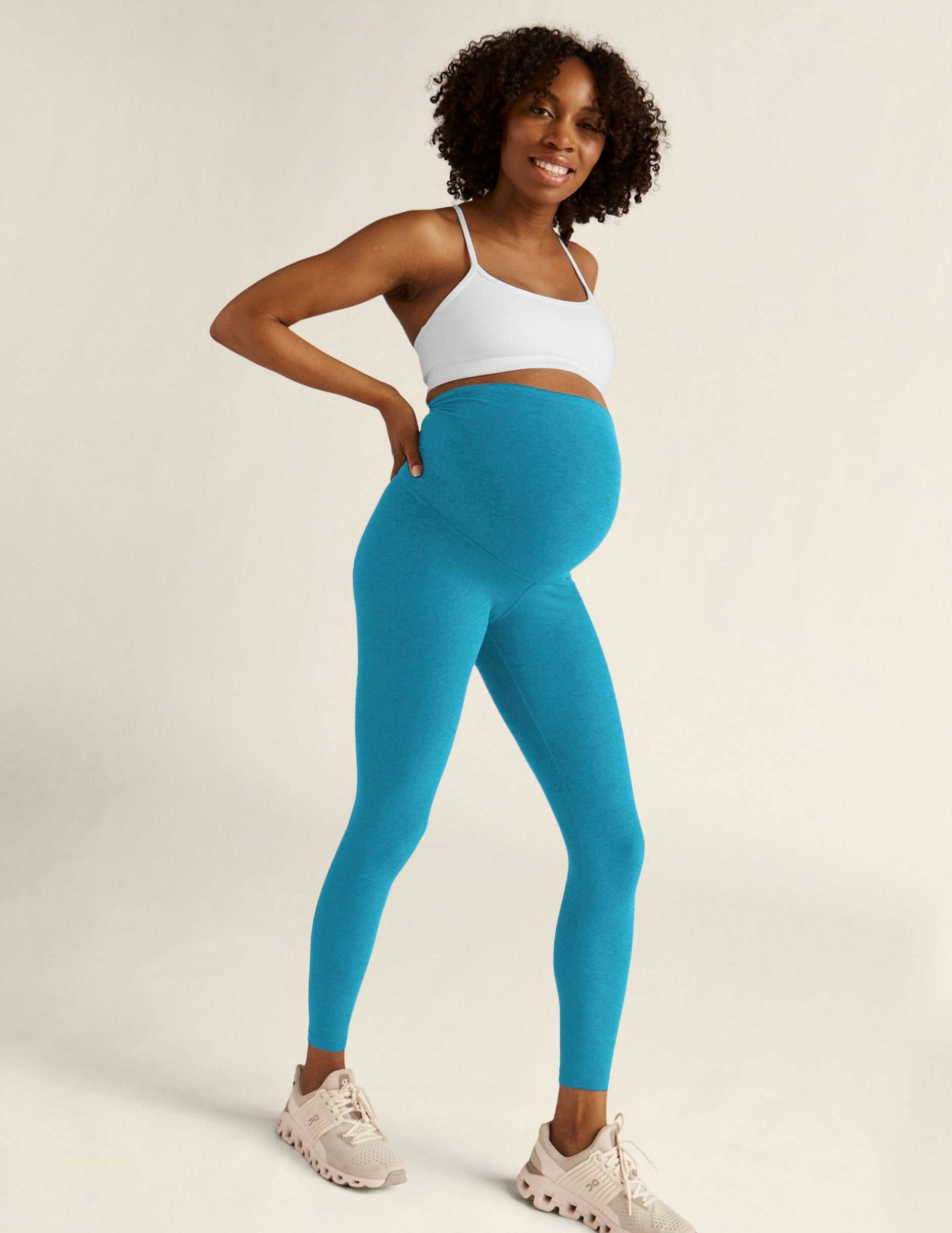 Ultra-Soft Spacedye Maternity Leggings: Comfortable High-Waist Midi Design for Pregnancy