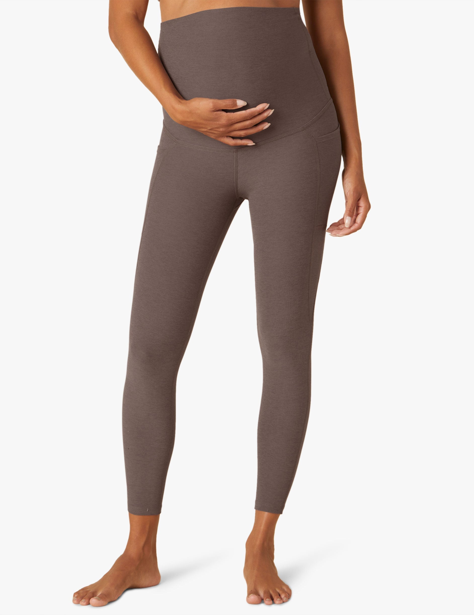 Ultra-Comfort Maternity Pocket Midi Leggings: High-Waisted Support for Every Trimester