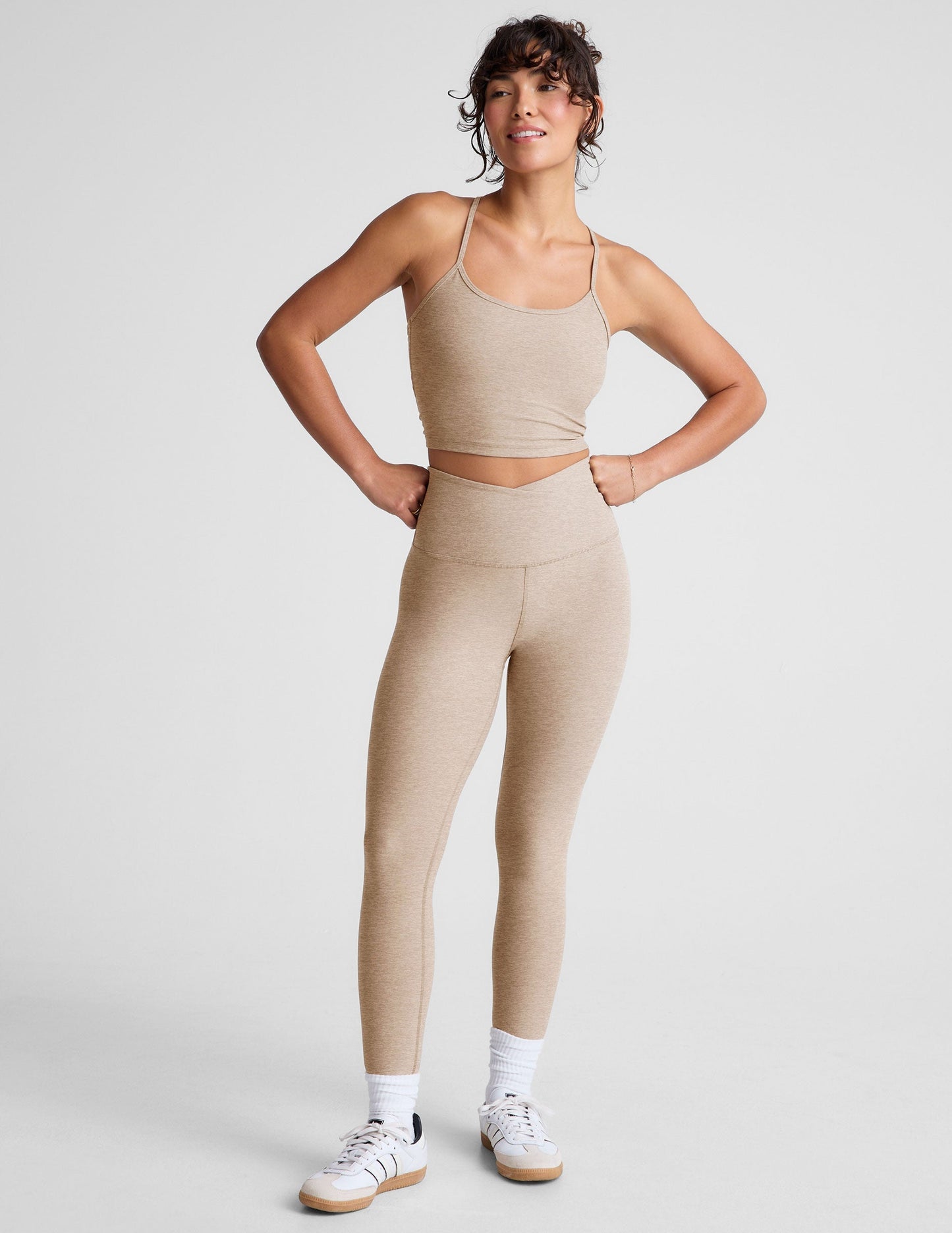 Soft Spacedye High-Waisted Midi Legging: Flattering Crossover Yoga & Leisure Pants
