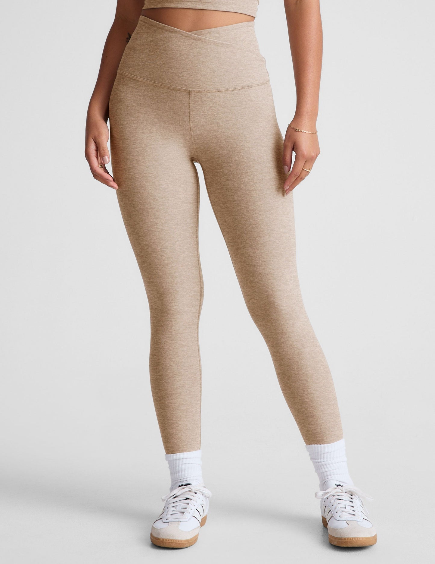 Soft Spacedye High-Waisted Midi Legging: Flattering Crossover Yoga & Leisure Pants