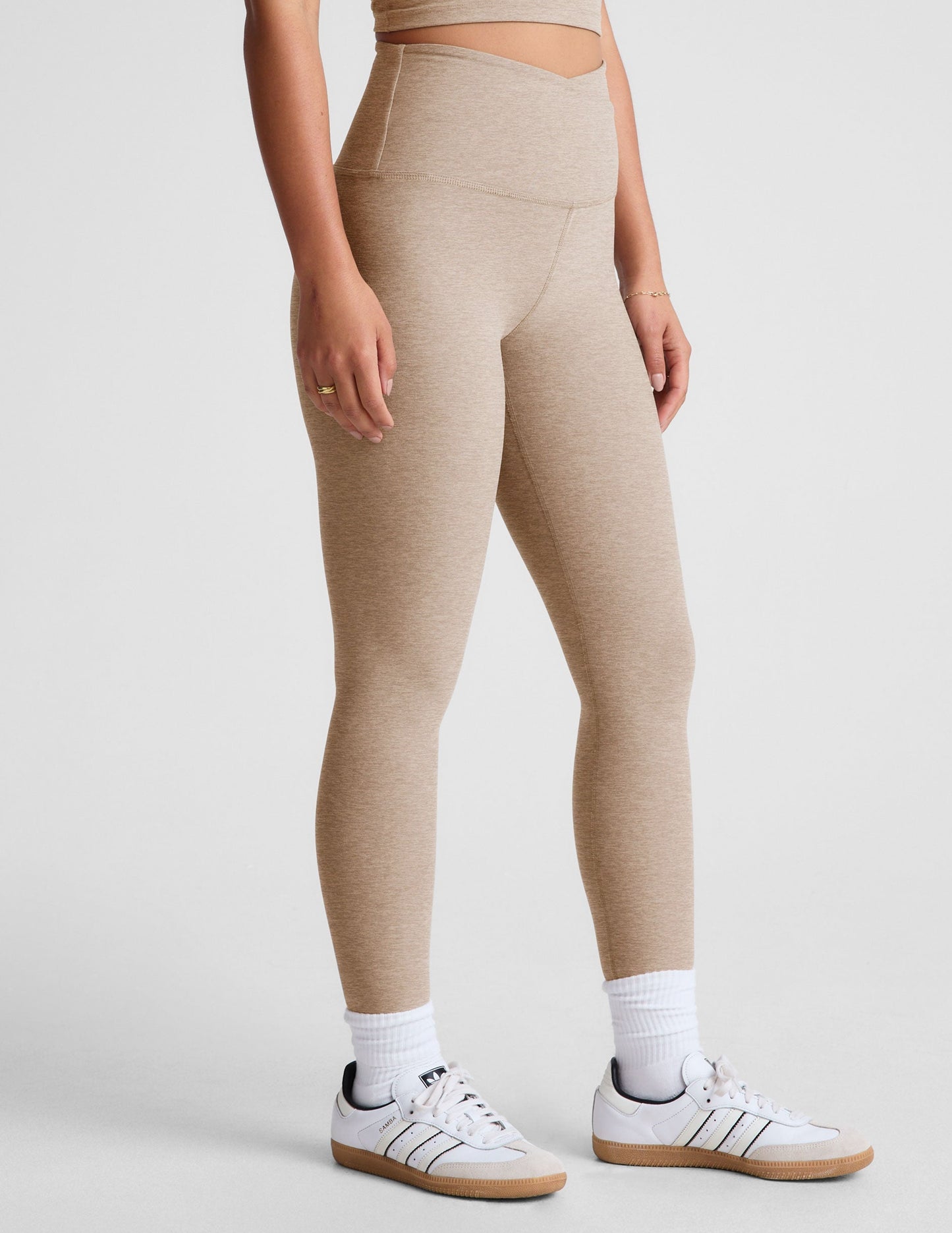 Soft Spacedye High-Waisted Midi Legging: Flattering Crossover Yoga & Leisure Pants