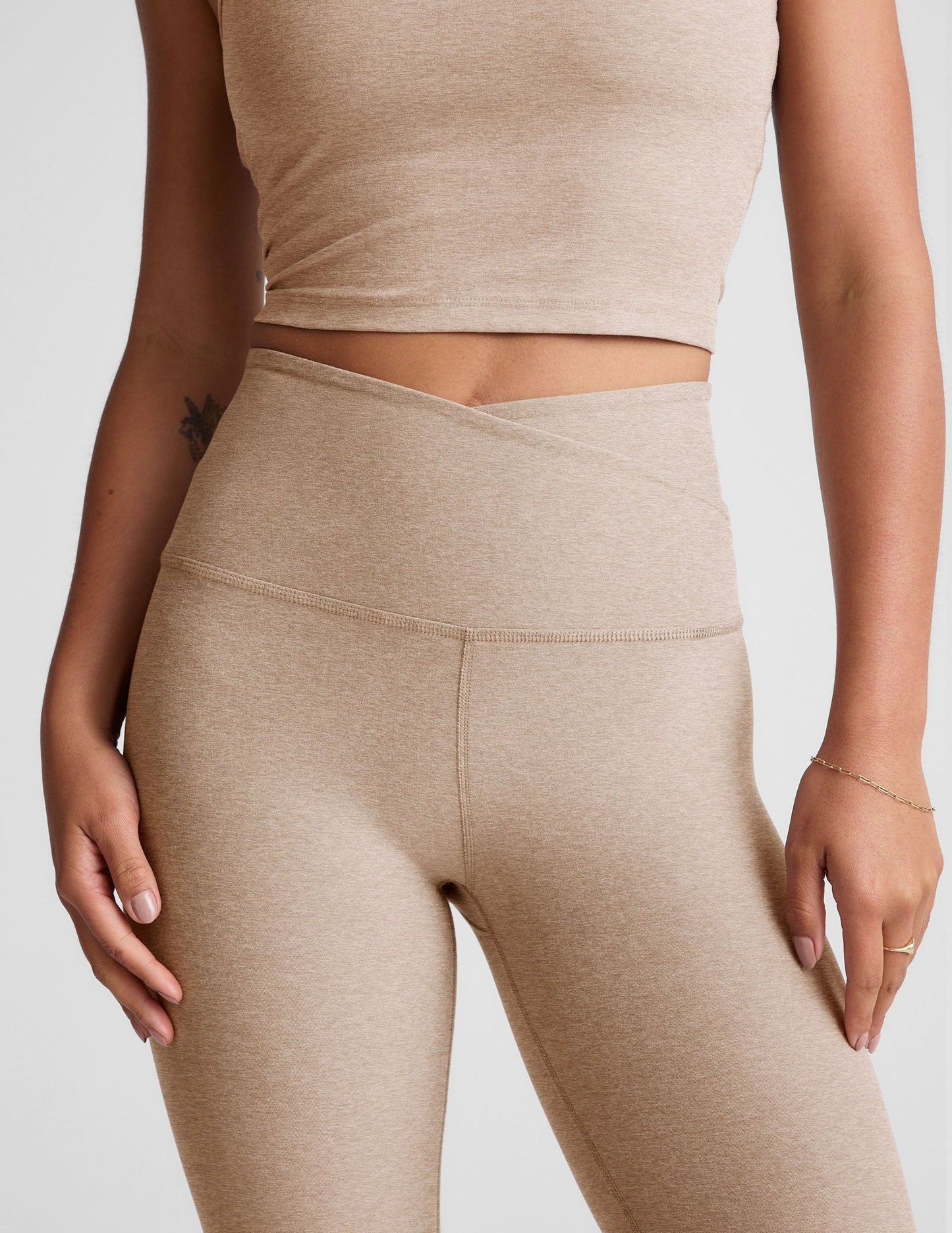 Soft Spacedye High-Waisted Midi Legging: Flattering Crossover Yoga & Leisure Pants