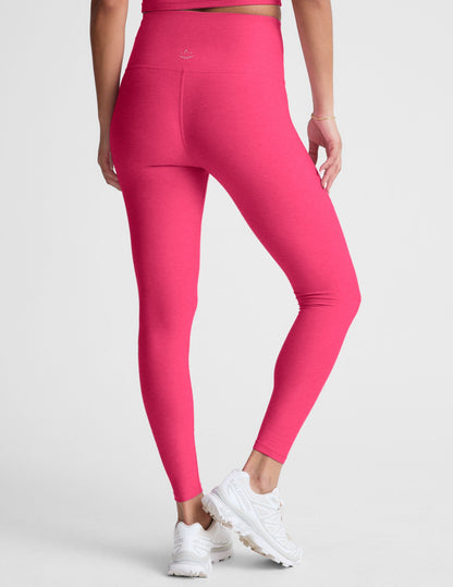 Beyond Yoga Spacedye Vivid Pink High-Waisted Midi Leggings with Crossover Waist