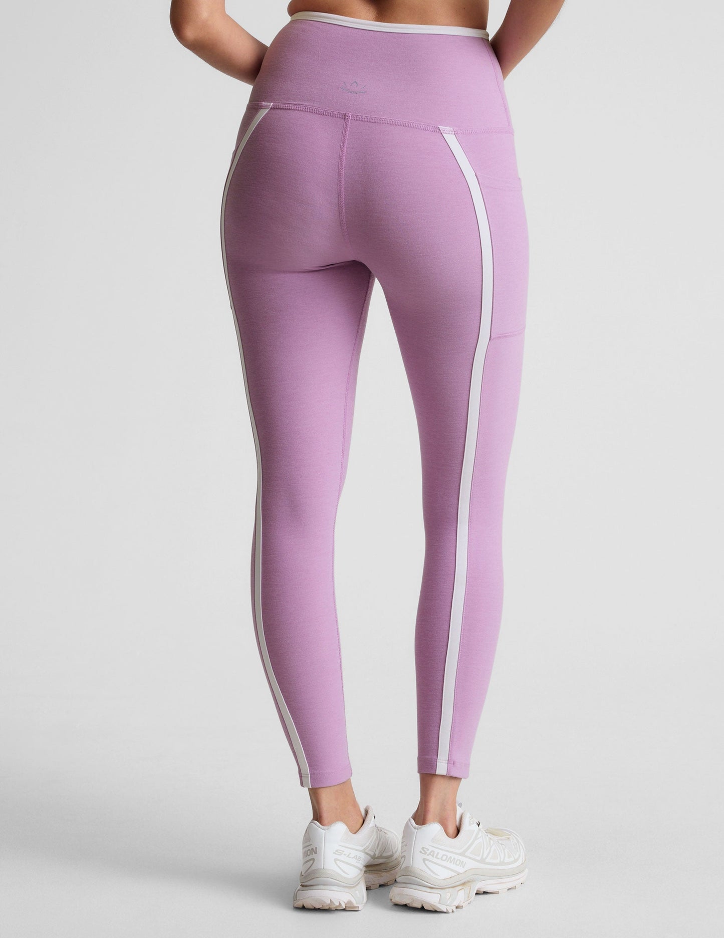 Spacedye Lilac Petal High-Waisted Midi Legging with Pockets and Contrast Piping
