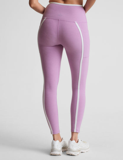 Spacedye Lilac Petal High-Waisted Midi Legging with Pockets and Contrast Piping