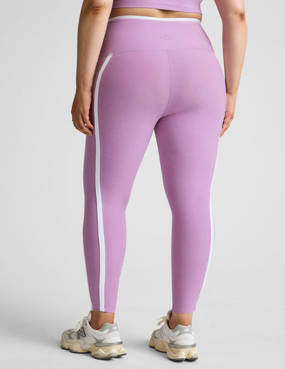 Spacedye Lilac Petal High-Waisted Midi Legging with Pockets and Contrast Piping