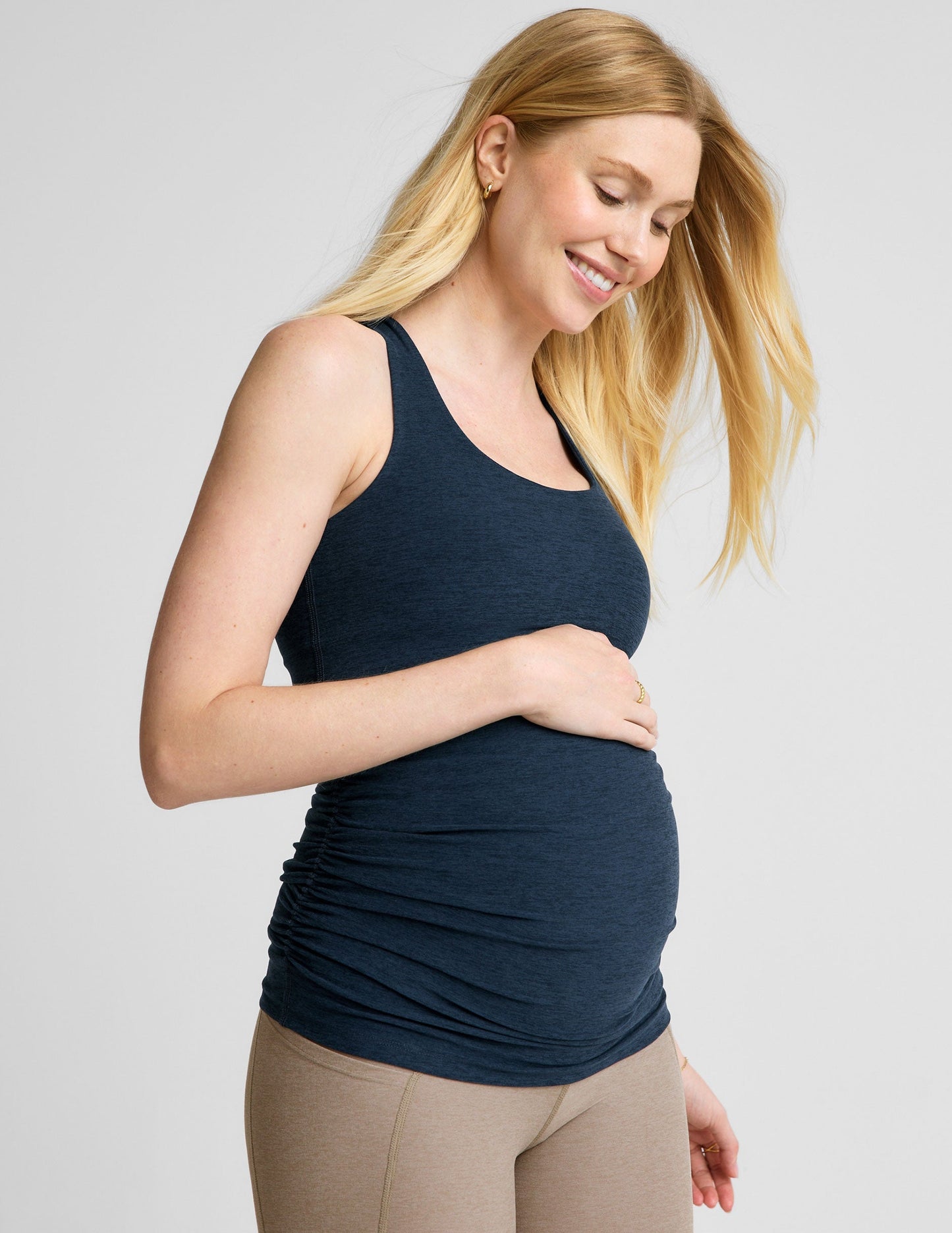 Spacedye Maternity Tank Top: Built-in Bra, Racerback, Shirred Sides, Active Comfort