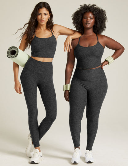 Spacedye Slim Cropped Racerback Tank: Built-in Bra, UPF 50+ Yoga Activewear