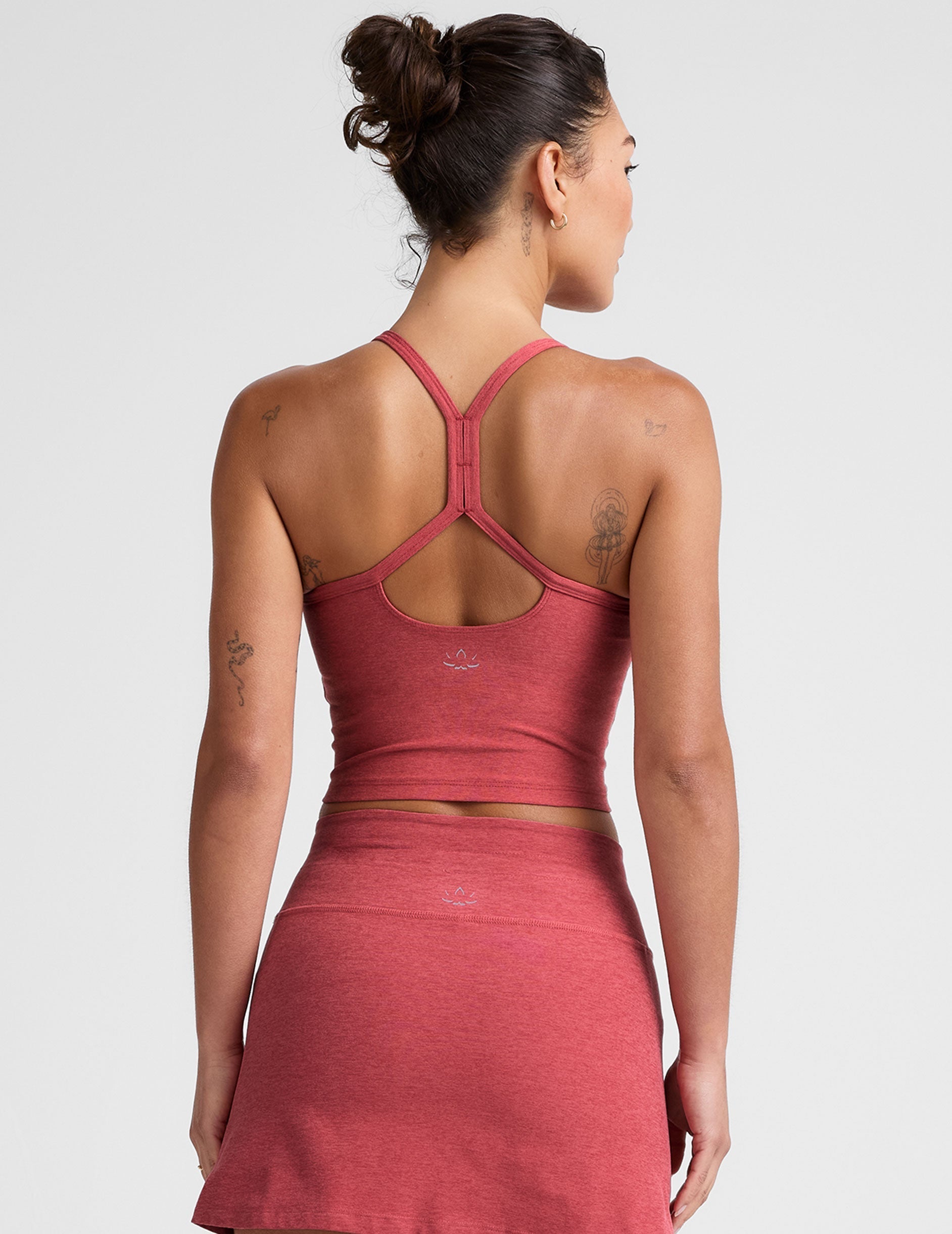 Comfortable Spacedye Slim Racerback Cropped Tank: Built-in Bra, UPF 50+ Protection