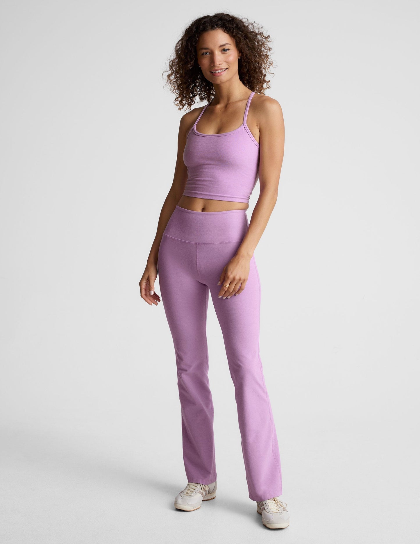 Beyond Yoga Spacedye Slim Cropped Racerback Tank Top Built-In Bra UPF 50+