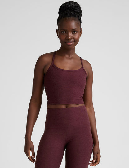 Spacedye Slim Racerback Cropped Tank: Ultimate Comfort, Built-in Bra, UPF 50+ Protection