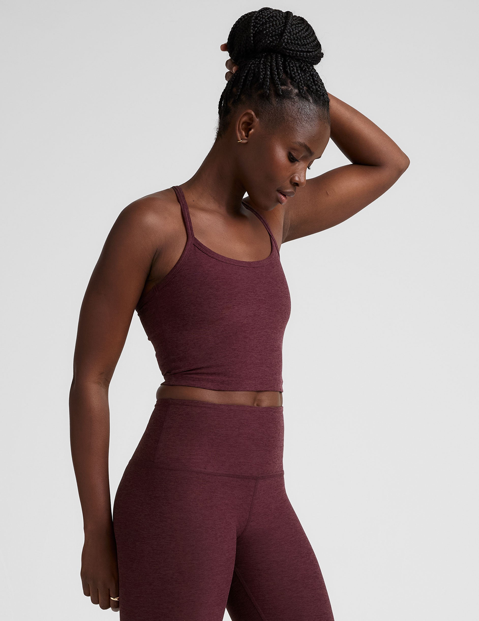 Spacedye Slim Racerback Cropped Tank: Ultimate Comfort, Built-in Bra, UPF 50+ Protection