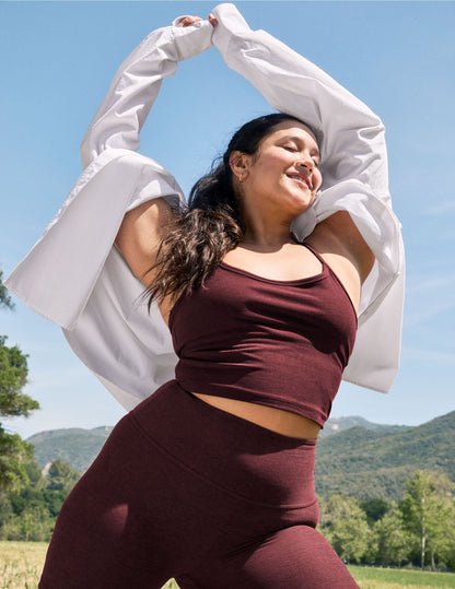 Spacedye Slim Racerback Cropped Tank: Ultimate Comfort, Built-in Bra, UPF 50+ Protection