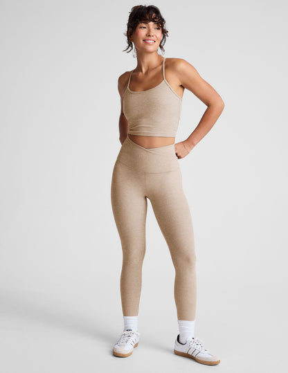 Women's Spacedye Slim Racerback Cropped Tank Top with Built-in Bra