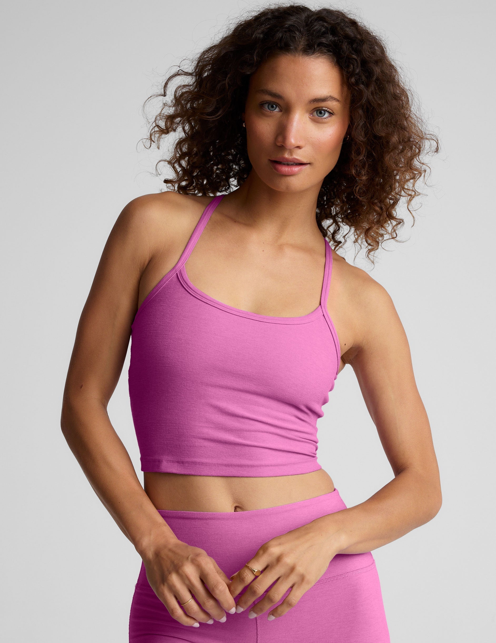 Beyond Yoga Spacedye Slim Racerback Cropped Tank Top with Built-in Medium Support