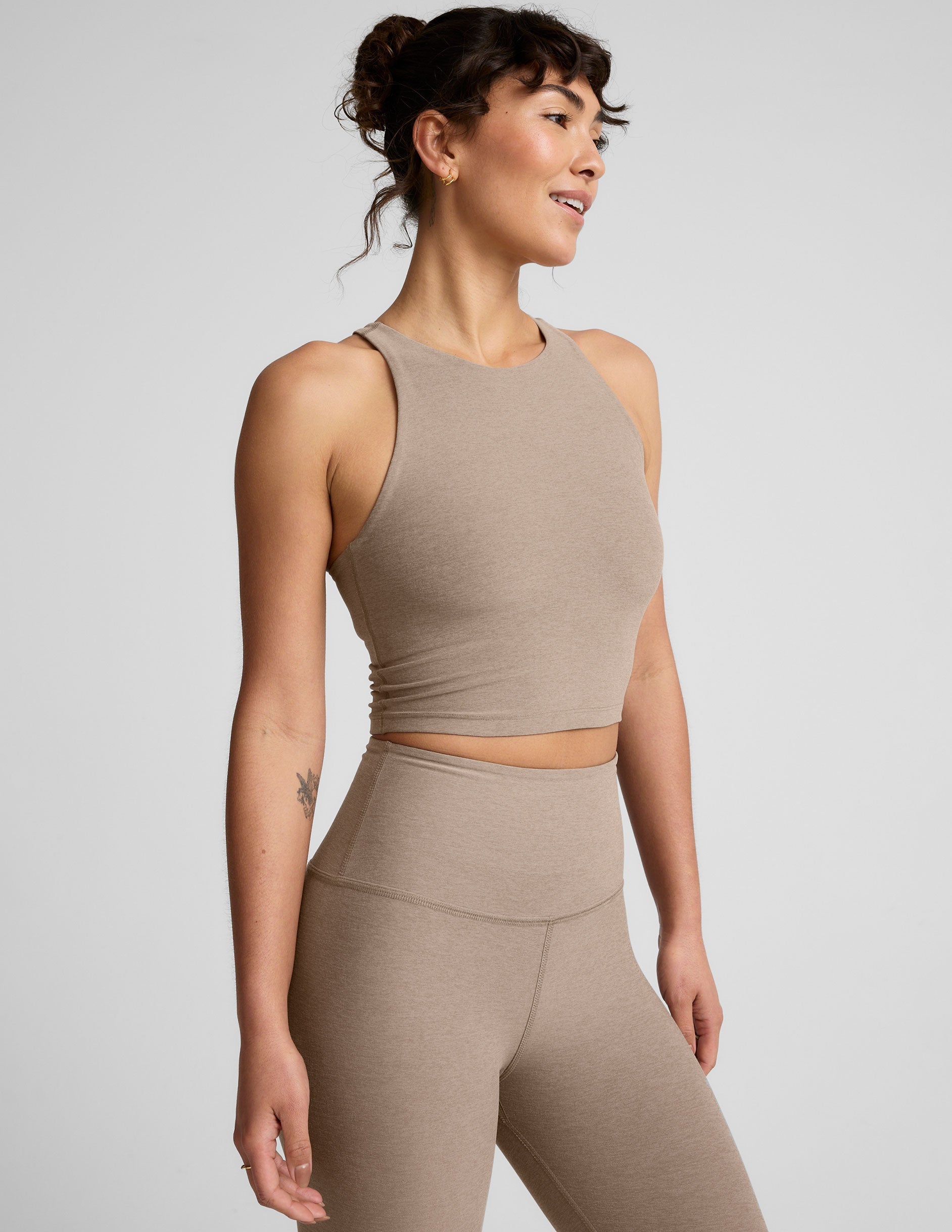 Spacedye Refocus Cropped Tank: High Neck, Built-In Bra, Slim Racerback