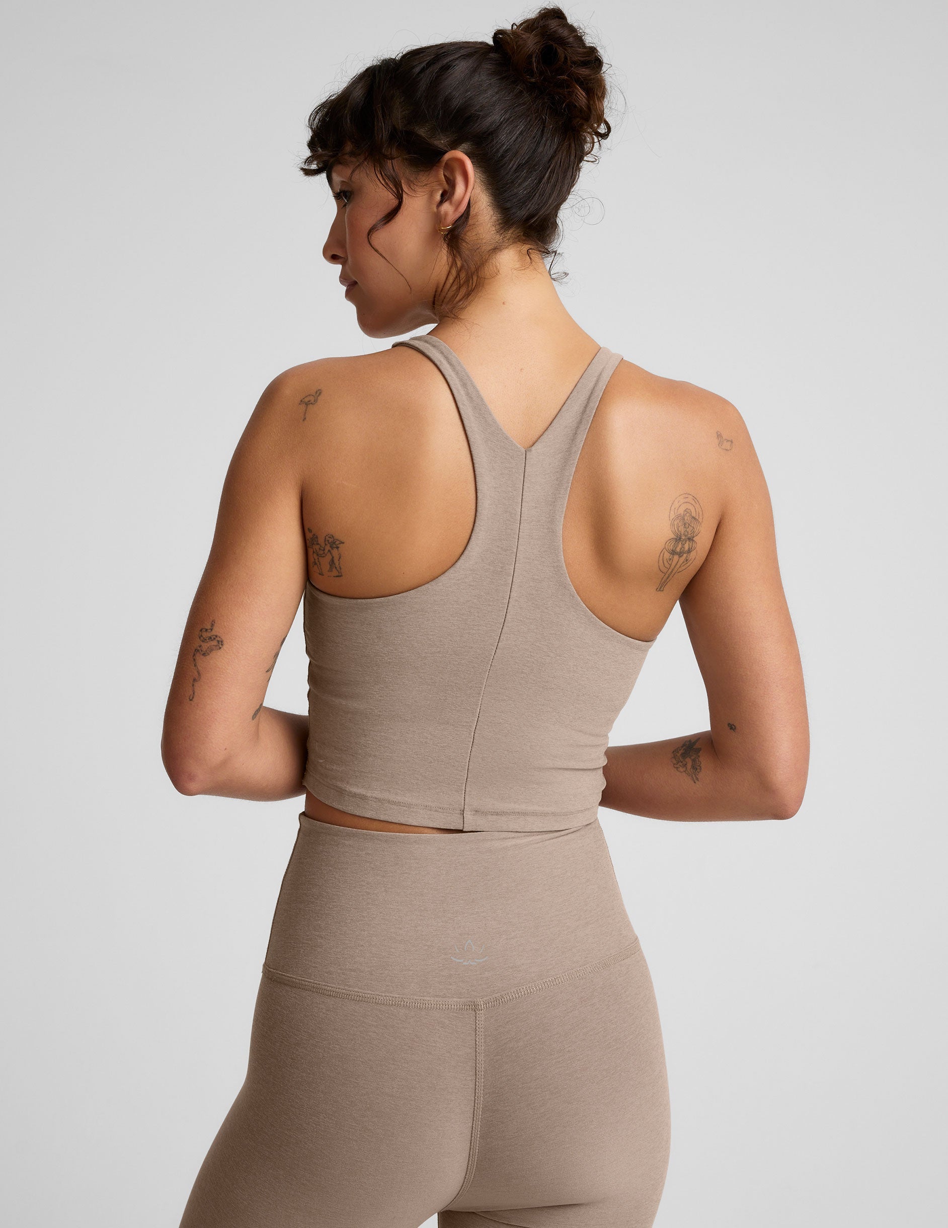 Spacedye Refocus Cropped Tank: High Neck, Built-In Bra, Slim Racerback