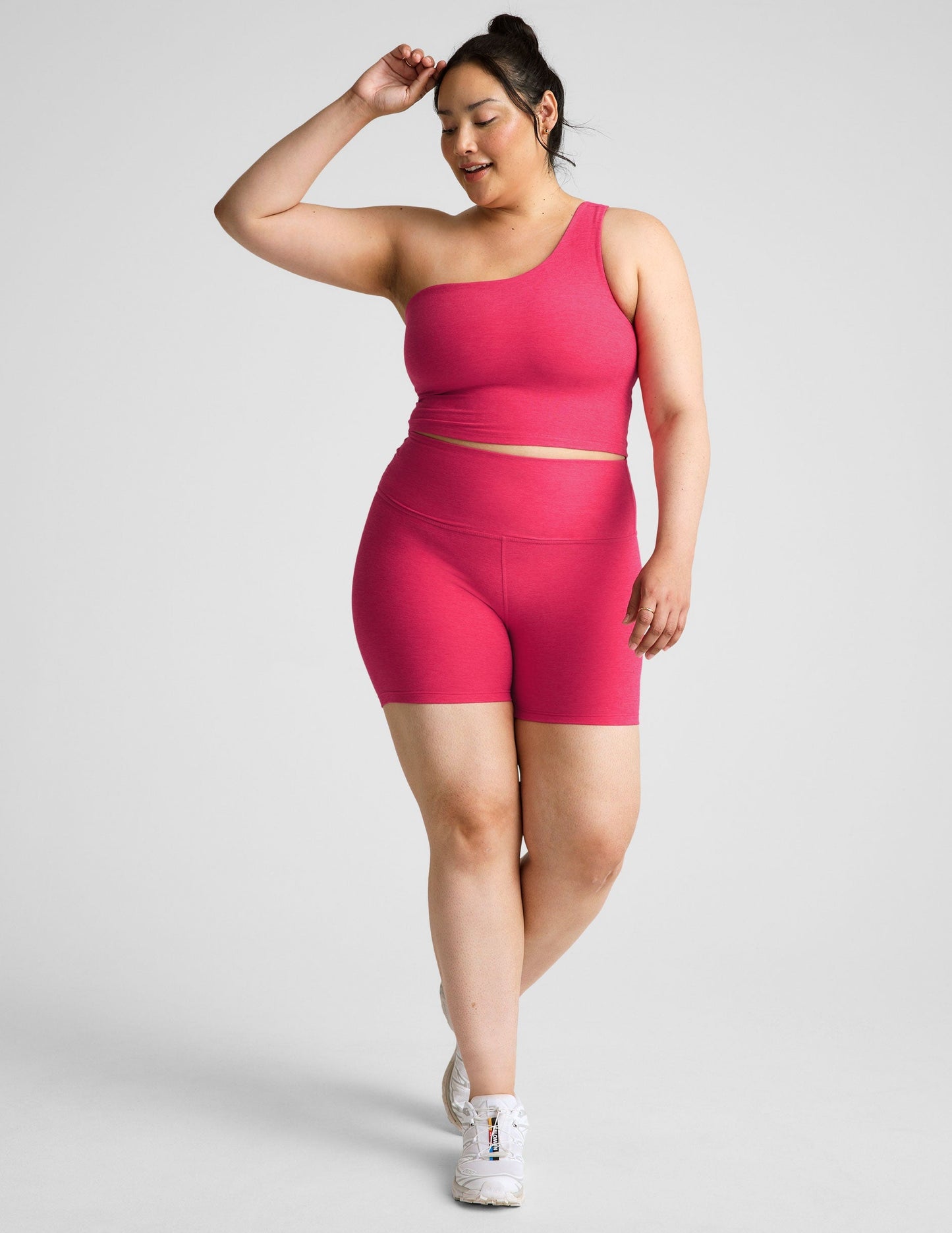 Bold Spacedye Cropped Tank: Asymmetrical One-Shoulder, Built-in Bra, Medium Support