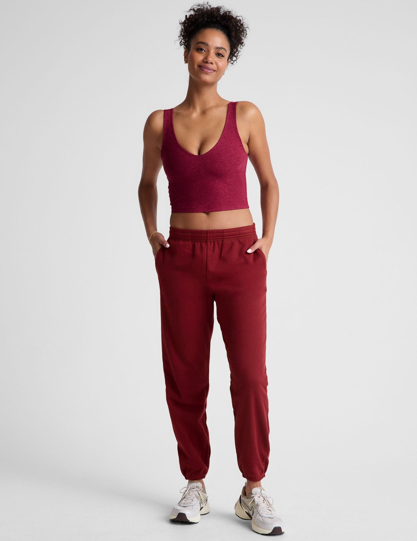 Soft Spacedye V-Neck Cropped Tank with Built-in Bra for Ultimate Comfort