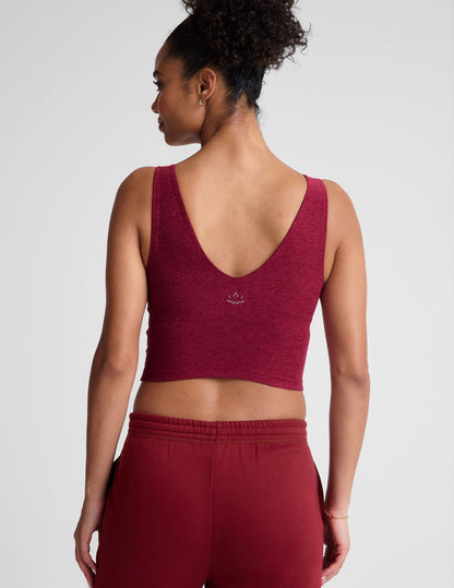 Soft Spacedye V-Neck Cropped Tank with Built-in Bra for Ultimate Comfort