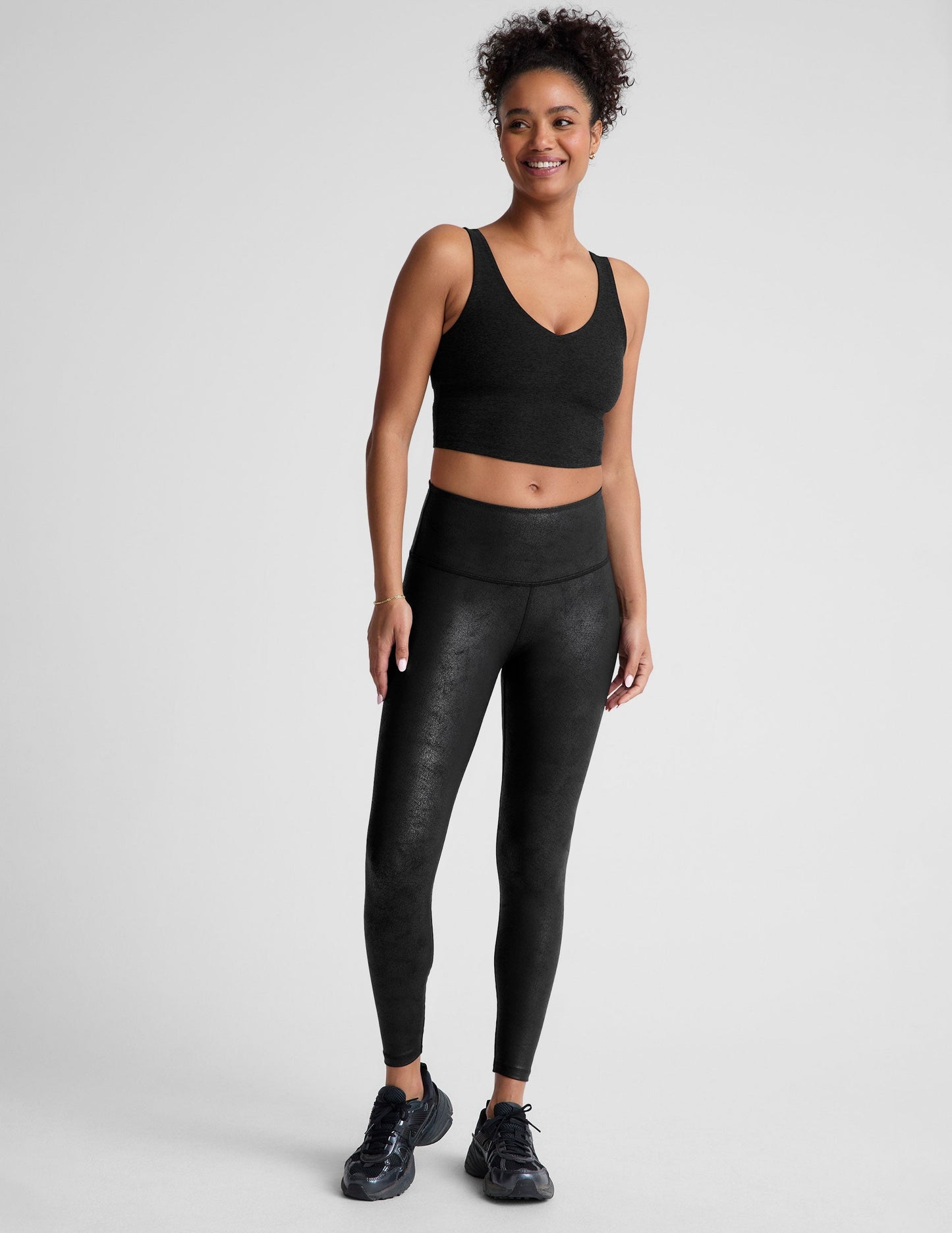 Ultra-Soft Spacedye V-Neck Cropped Tank Top with Built-In Support