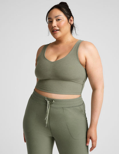 Spacedye V-Neck Cropped Tank, Built-in Bra, Soft Activewear Comfort