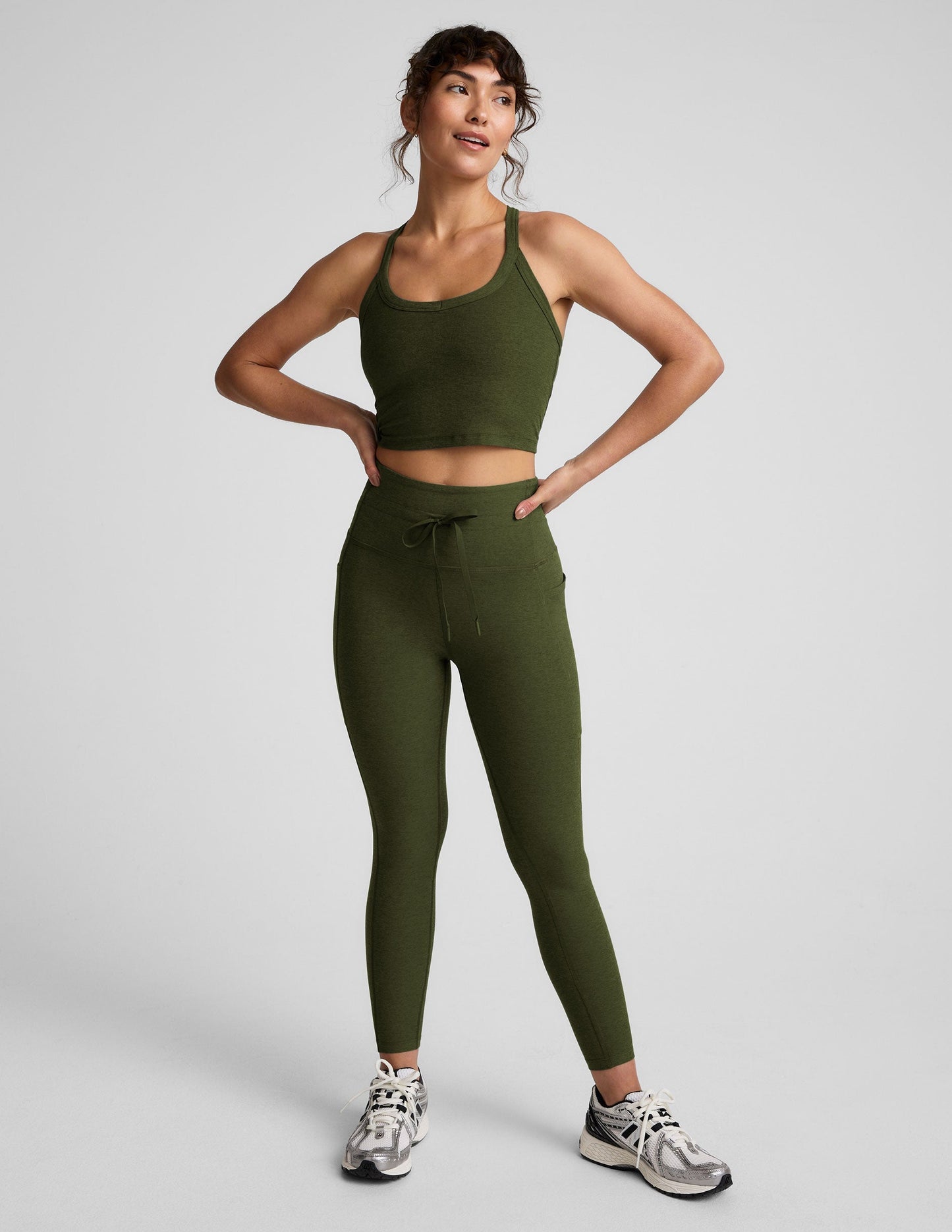 Buttery Soft Spacedye Cropped Racerback Tank Top with Built-In Bra
