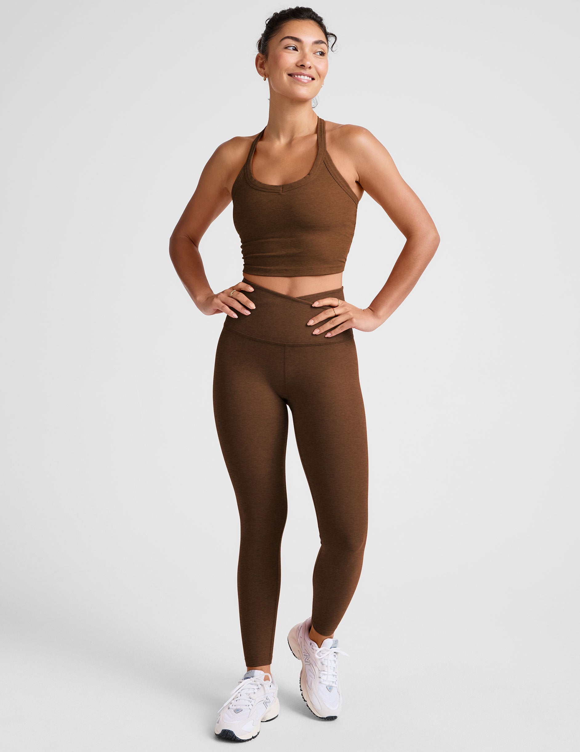 Buttery Soft Spacedye V-Neck Cropped Tank Top with Racerback Comfort