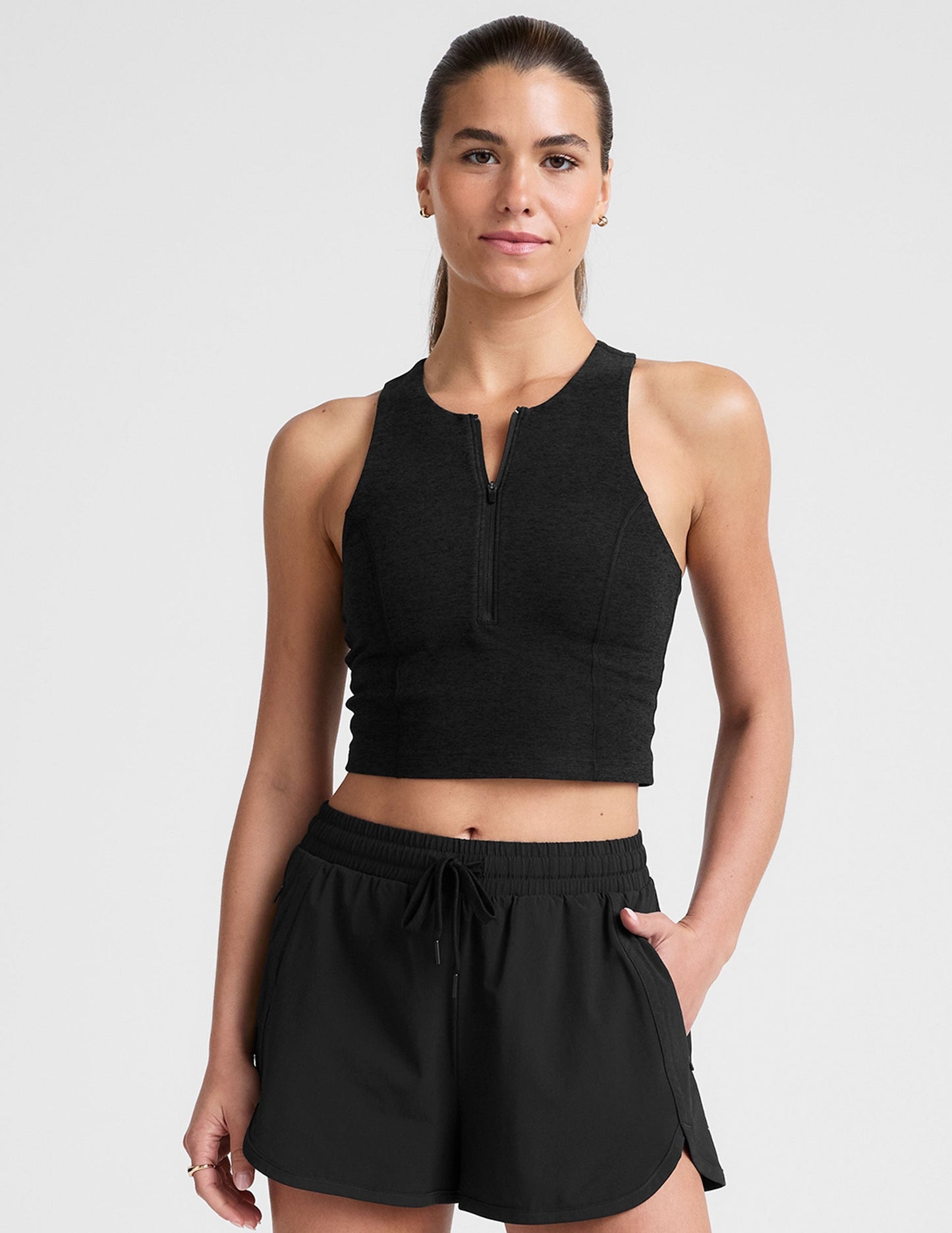 Beyond Yoga Spacedye Move Up Cropped Tank - High Neck Zipper Activewear Top