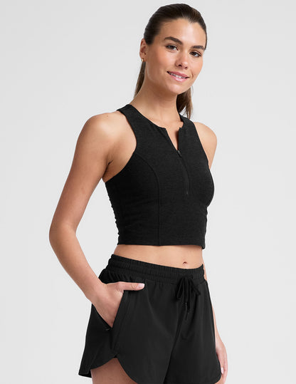 Beyond Yoga Spacedye Move Up Cropped Tank - High Neck Zipper Activewear Top