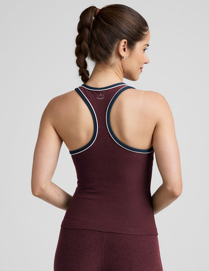 Women's Spacedye Active Tank Top with Built-In Bra & Retro Piping