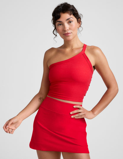 Spacedye One Shoulder Cropped Tank Top with Built-in Bra