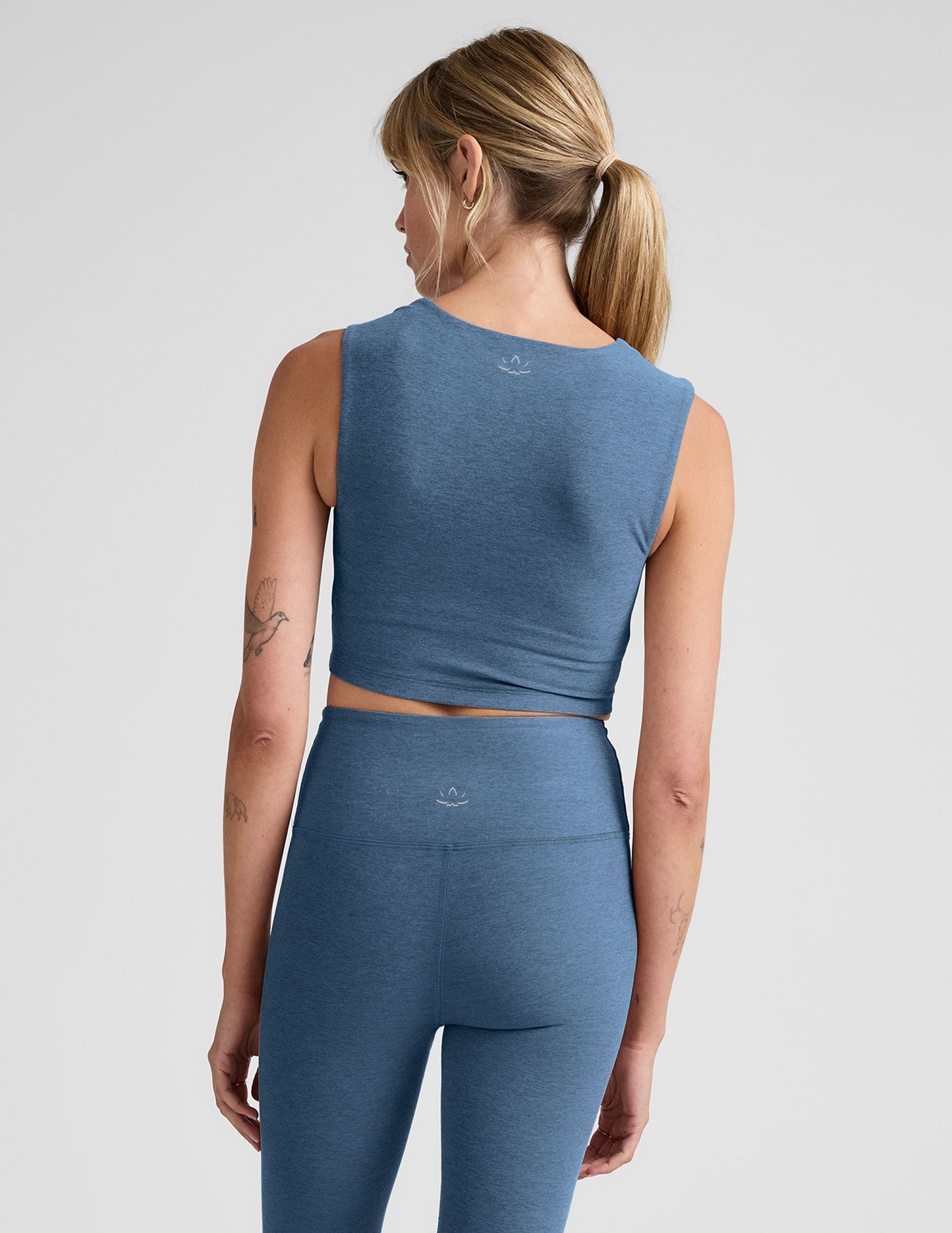 Spacedye Square Neck Cropped Tank, Built-in Bra, Removable Cups, Active Comfort