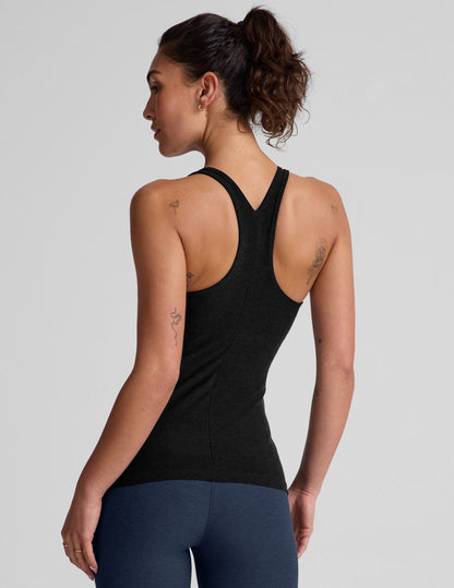Buttery Soft Spacedye High Scoop Neck Racerback Tank Top Built-In Bra