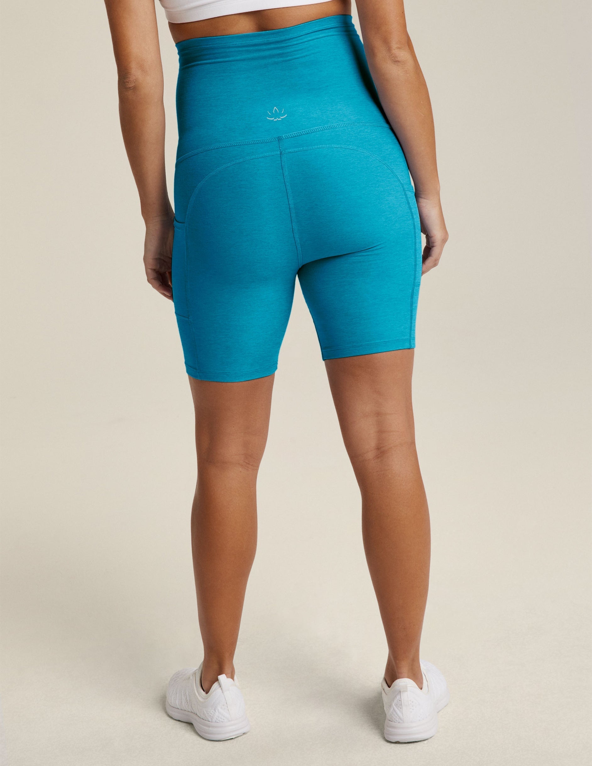 Ultra-Soft Spacedye Maternity Biker Shorts: Supportive Over-Belly Fit with Side Pockets