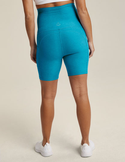 Ultra-Soft Spacedye Maternity Biker Shorts: Supportive Over-Belly Fit with Side Pockets