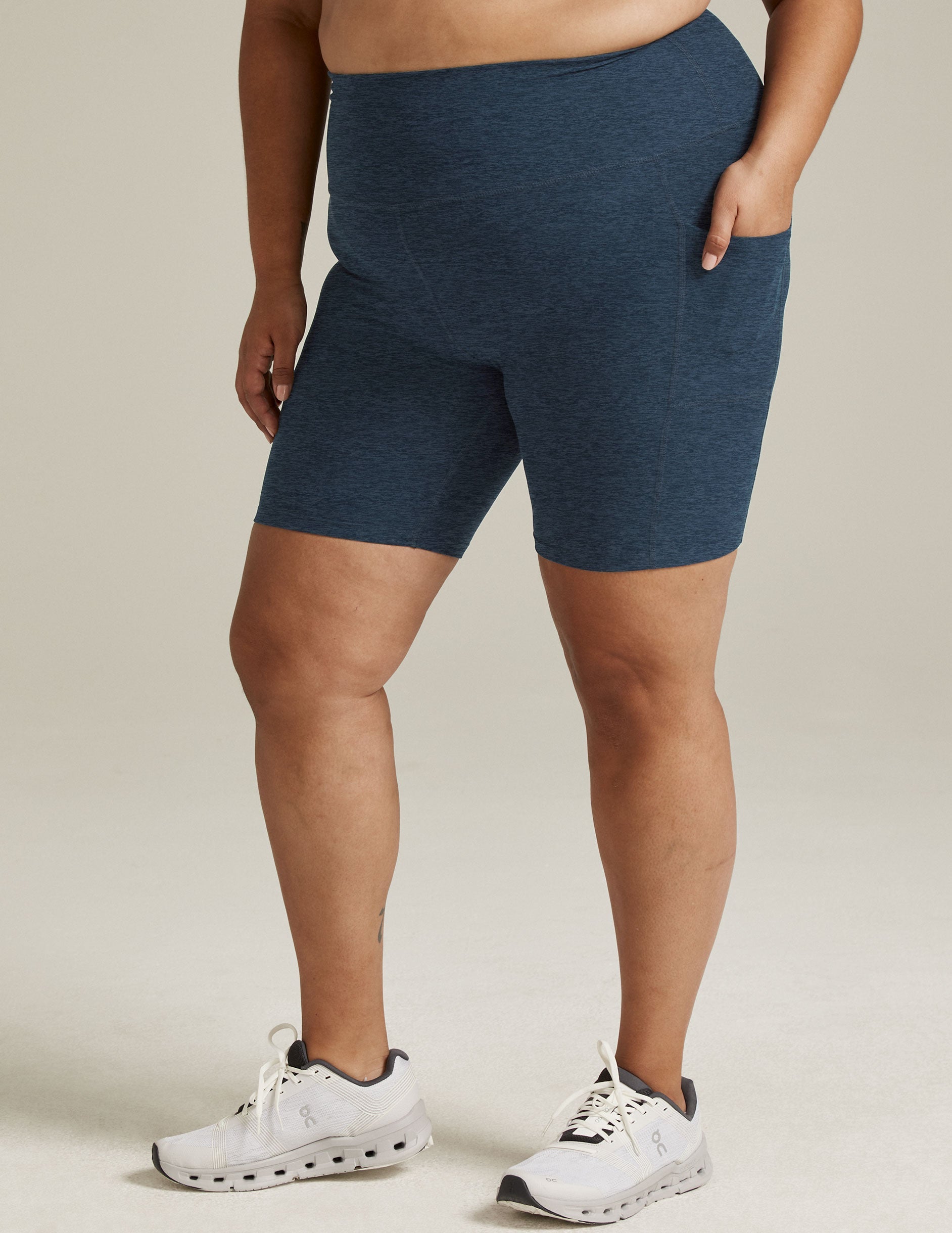 Nocturnal Navy Spacedye 7-Inch Inseam Biker Shorts with Side Pockets