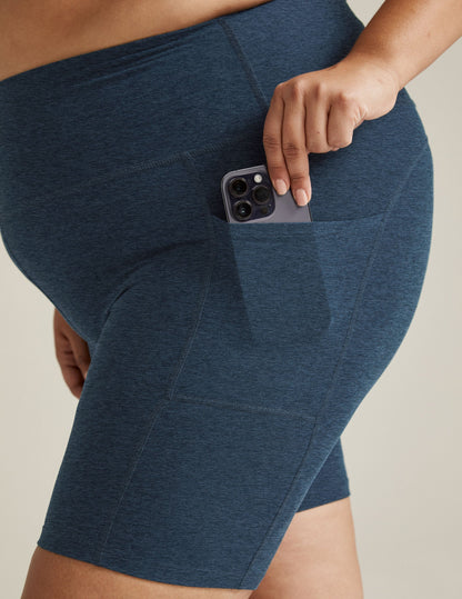 Nocturnal Navy Spacedye 7-Inch Inseam Biker Shorts with Side Pockets