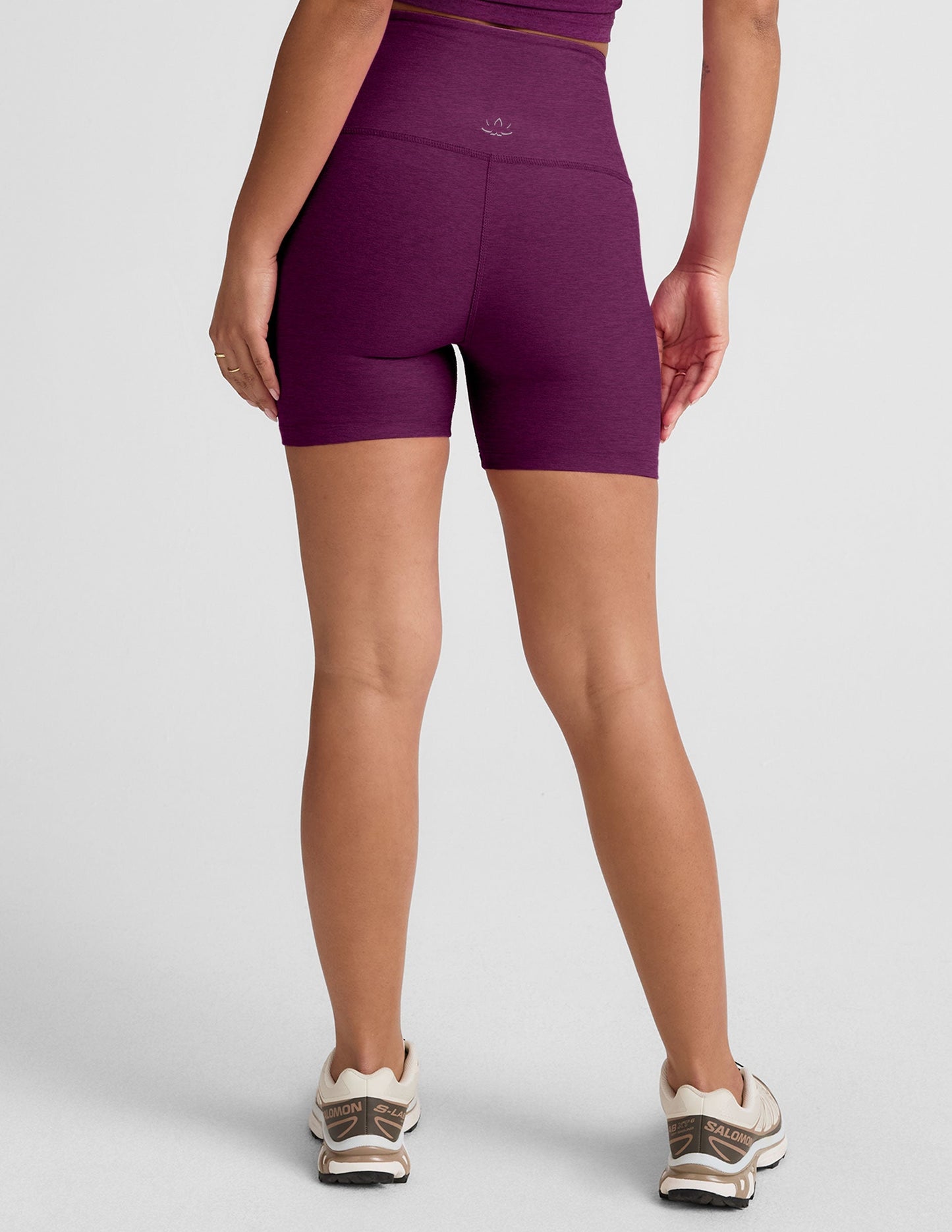 Beyond Yoga Spacedye Aubergine-Beet High-Waisted 5-Inch Inseam Biker Shorts