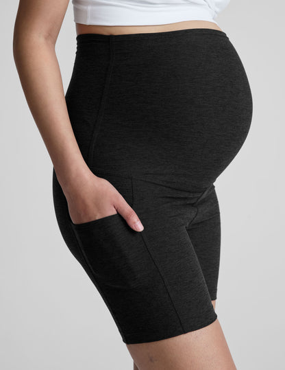 Spacedye Maternity Biker Shorts: High-Waist Pockets, 5-Inch Inseam, Comfortable Fit