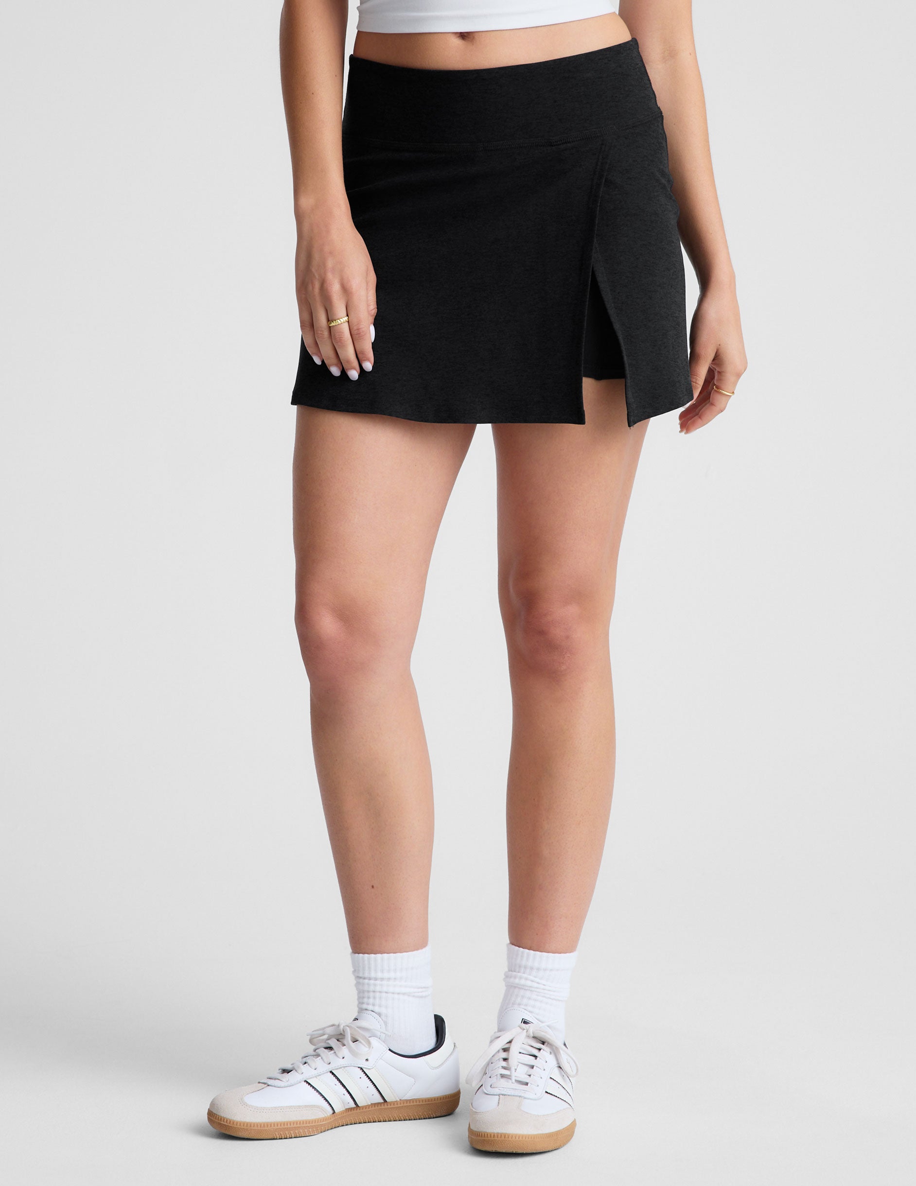 Flirty Spacedye Crossover Mini Skirt with Hidden Shorts and Pockets