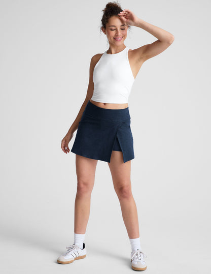 Flattering Spacedye Crossover Skirt: Active Mini with Hidden Shorts & Pocket