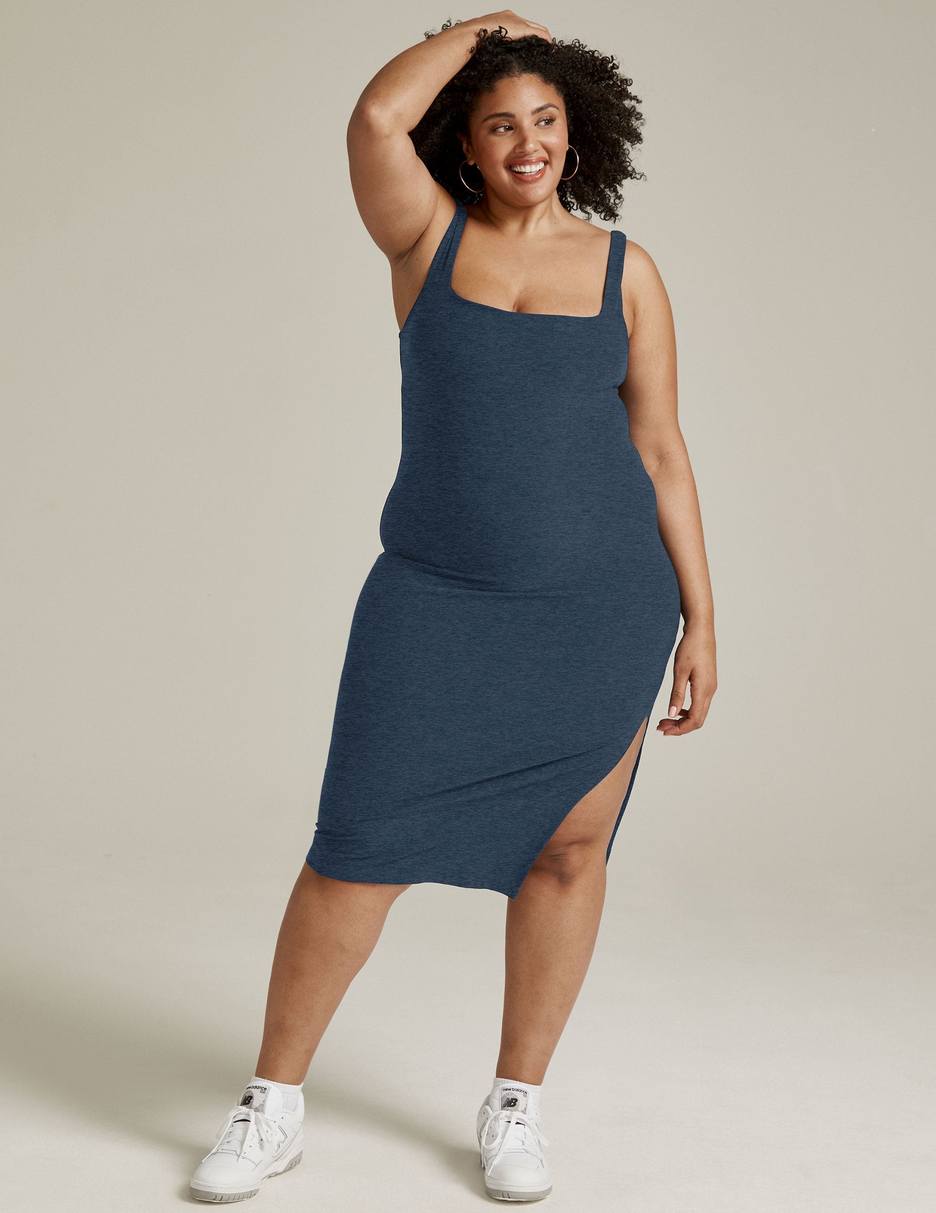 Luxurious Spacedye Icon Midi Dress: Effortless Style, Ultimate Comfort, Nocturnal Navy