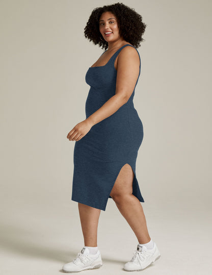 Luxurious Spacedye Icon Midi Dress: Effortless Style, Ultimate Comfort, Nocturnal Navy