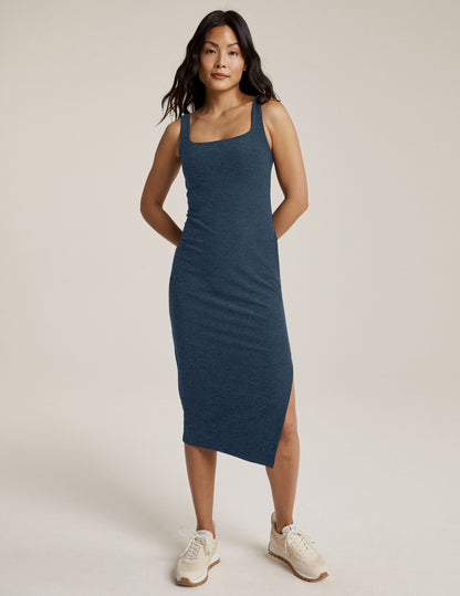 Luxurious Spacedye Icon Midi Dress: Effortless Style, Ultimate Comfort, Nocturnal Navy