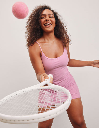Pink Haze Spacedye Essence Active Dress with Built-in Bodysuit & Pockets