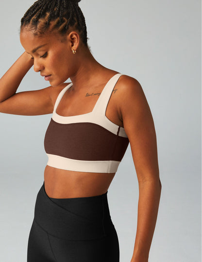 Spacedye Horizon Colorblock Bra Top, Comfortable Square Neck, Contrast Trim Activewear