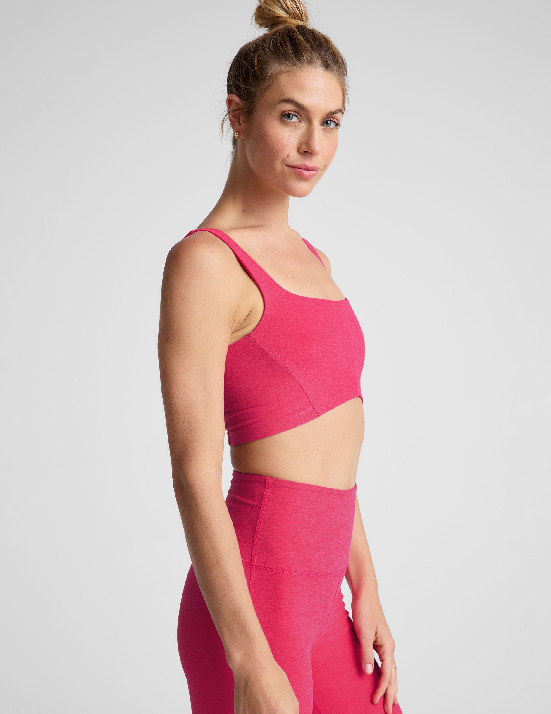 Beyond Yoga Spacedye Shape Bra: Ultra-Soft, Sculptural, Medium Support, Vivid Pink Heather